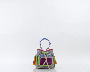 Bolso manos libres Barcelona grande, color moraleche y plateado