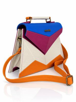 Cartera manos libres Manila Bag, color azul rey y crema