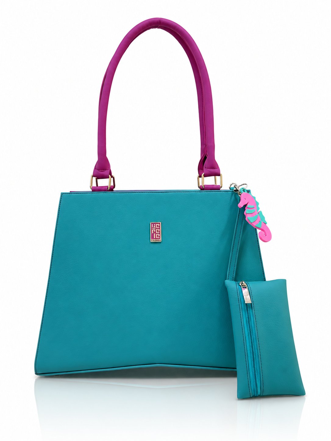 Cartera de mano Italia color turquesa de Hereje, colección Siete Colores