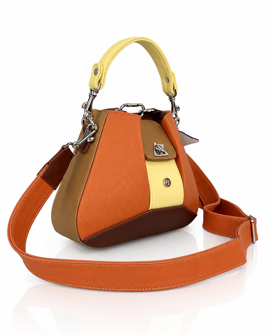 Cartera manos libres Dubai color naranja de Hereje, colección Siete Colores