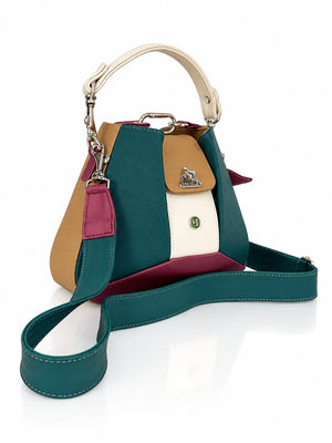 Cartera manos libres Dubai color verde y vinotinto de Hereje, colección Siete Colores