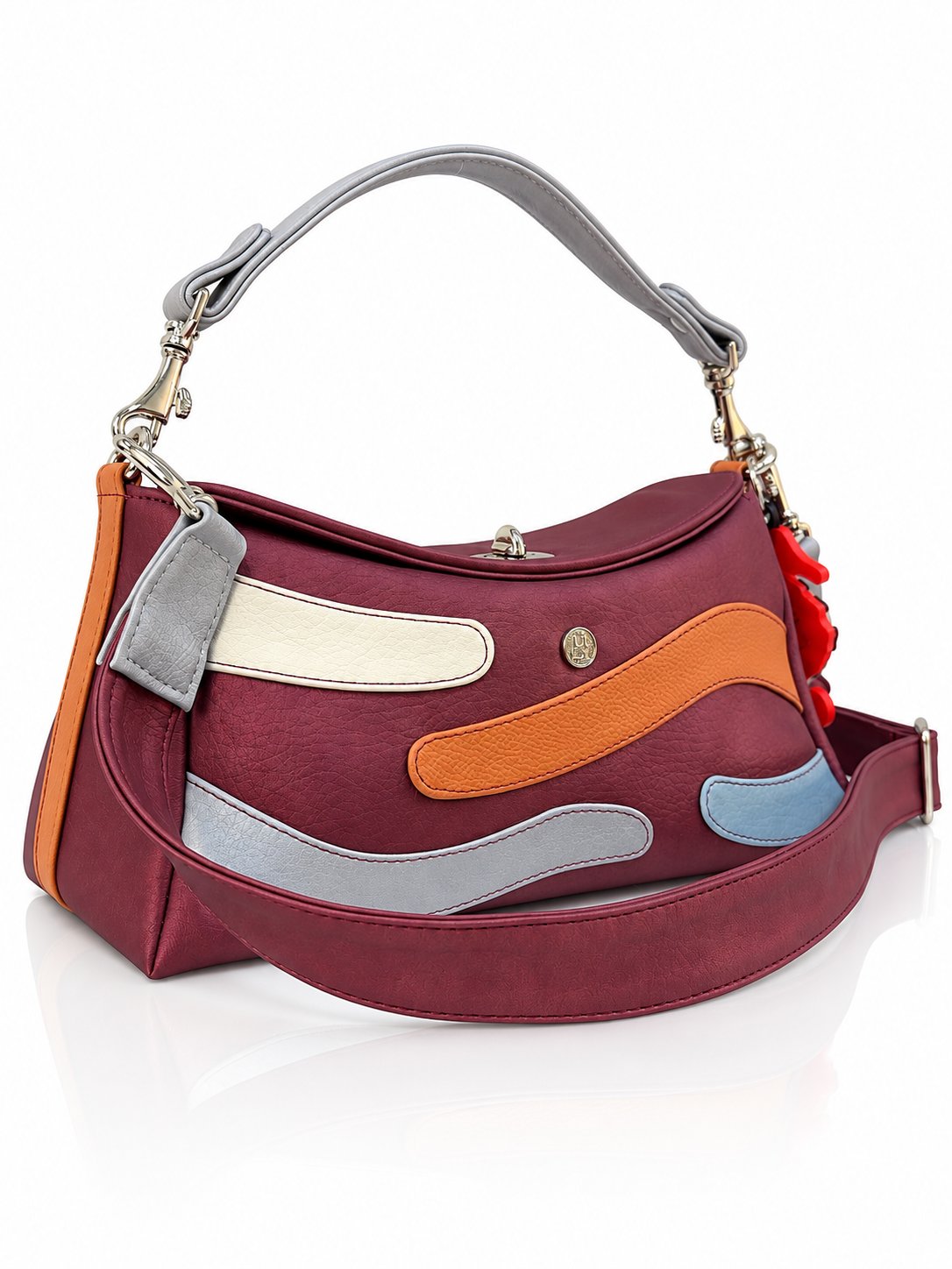 Cartera manos libres Japón color vinotinto de Hereje, colección Siete Colores