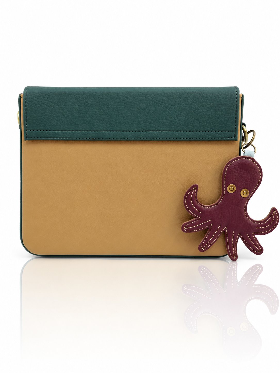 Cartera manos libres Nina color verde y mostaza de Hereje, colección Siete Colores